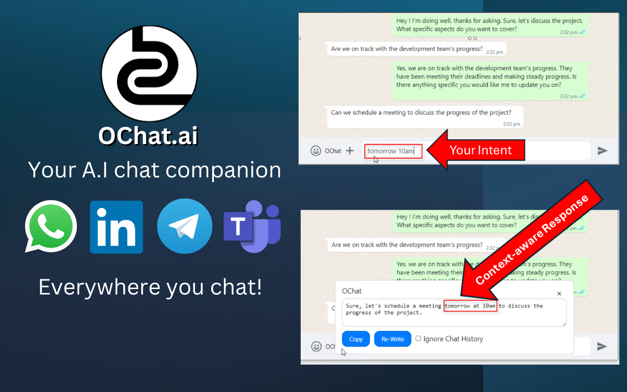 OChat: AI chat companion for WhatsApp & more. chrome谷歌浏览器插件_扩展第2张截图