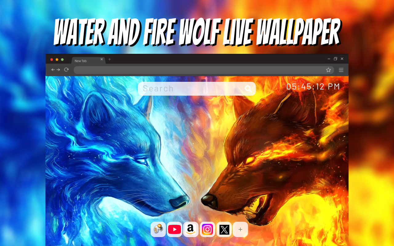 Water And Fire Wolf Live Wallpaper Animation chrome谷歌浏览器插件_扩展第1张截图