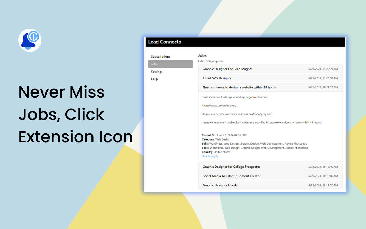Lead Connecto - Upwork Notifications chrome谷歌浏览器插件_扩展第2张截图