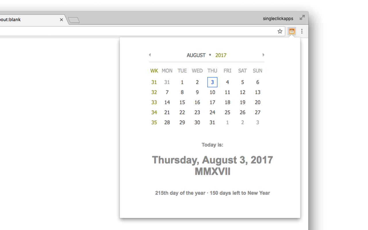 Today's Date chrome谷歌浏览器插件_扩展第2张截图