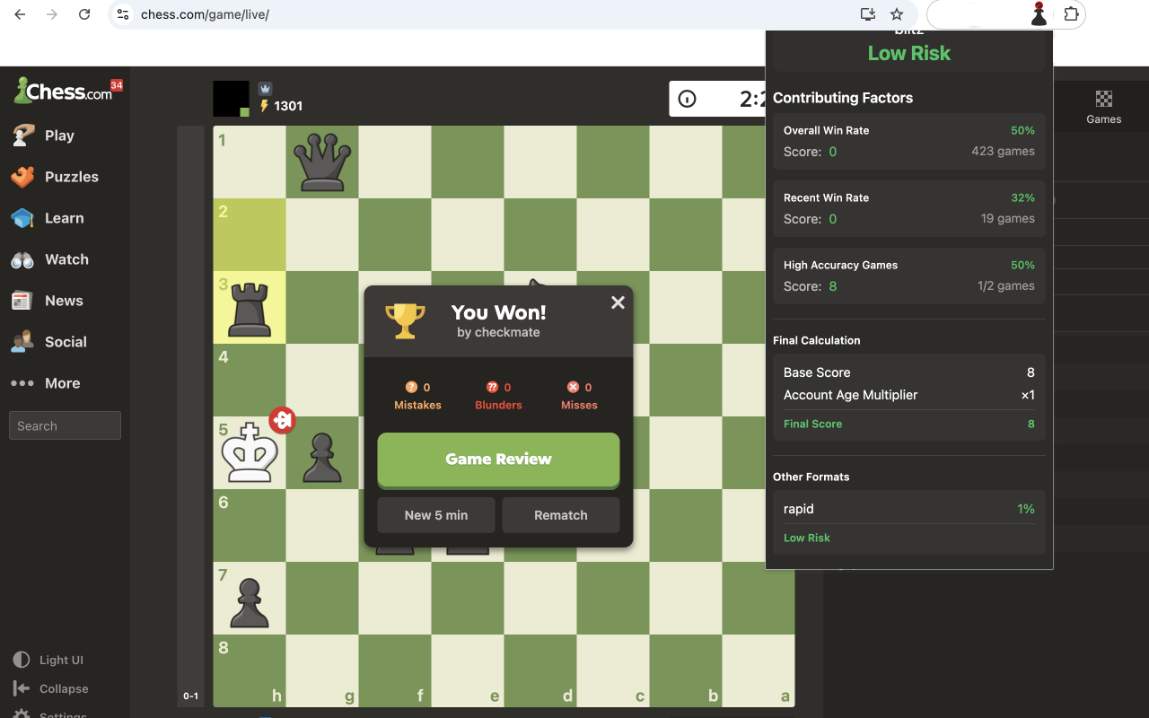 Chess.com Opponent Risk Score chrome谷歌浏览器插件_扩展第1张截图