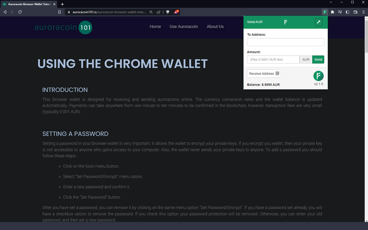 Auroracoin Browser Wallet chrome谷歌浏览器插件_扩展第1张截图