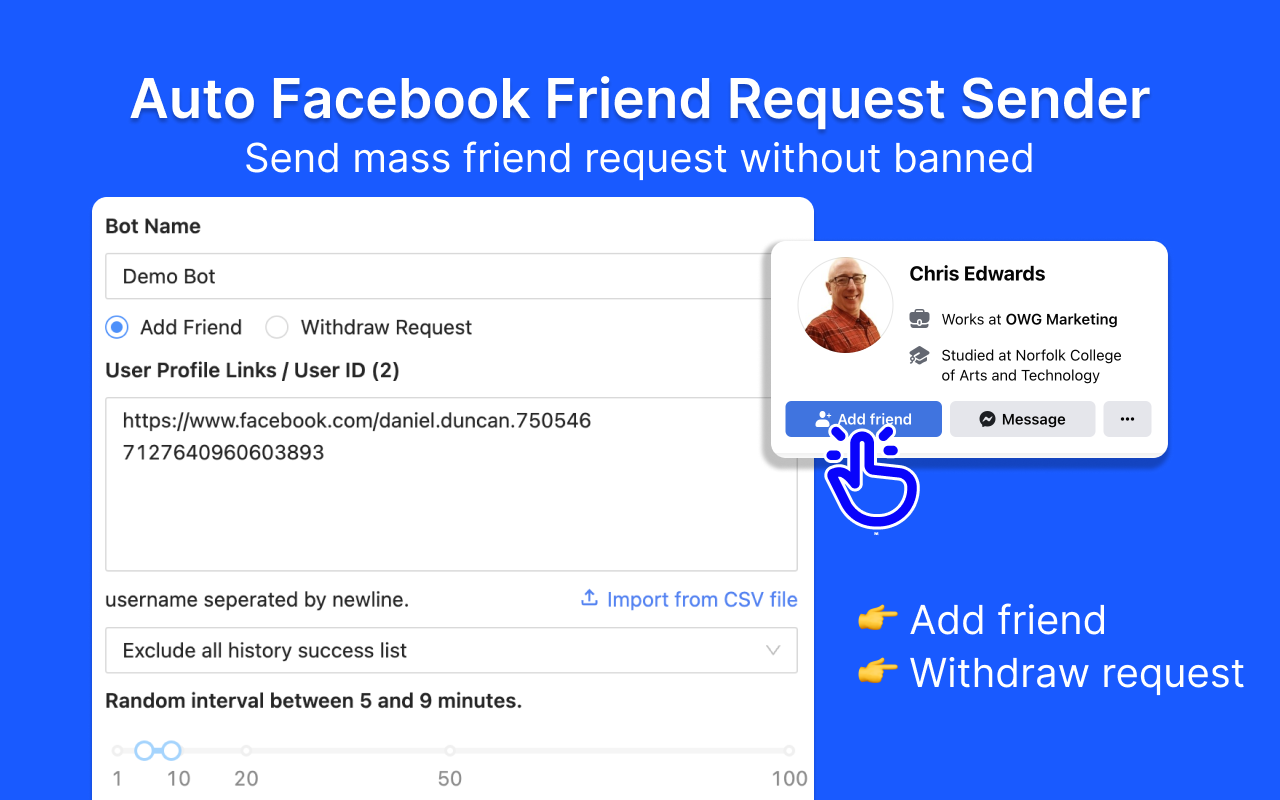 FriendReq - Bulk Friend Request chrome谷歌浏览器插件_扩展第1张截图