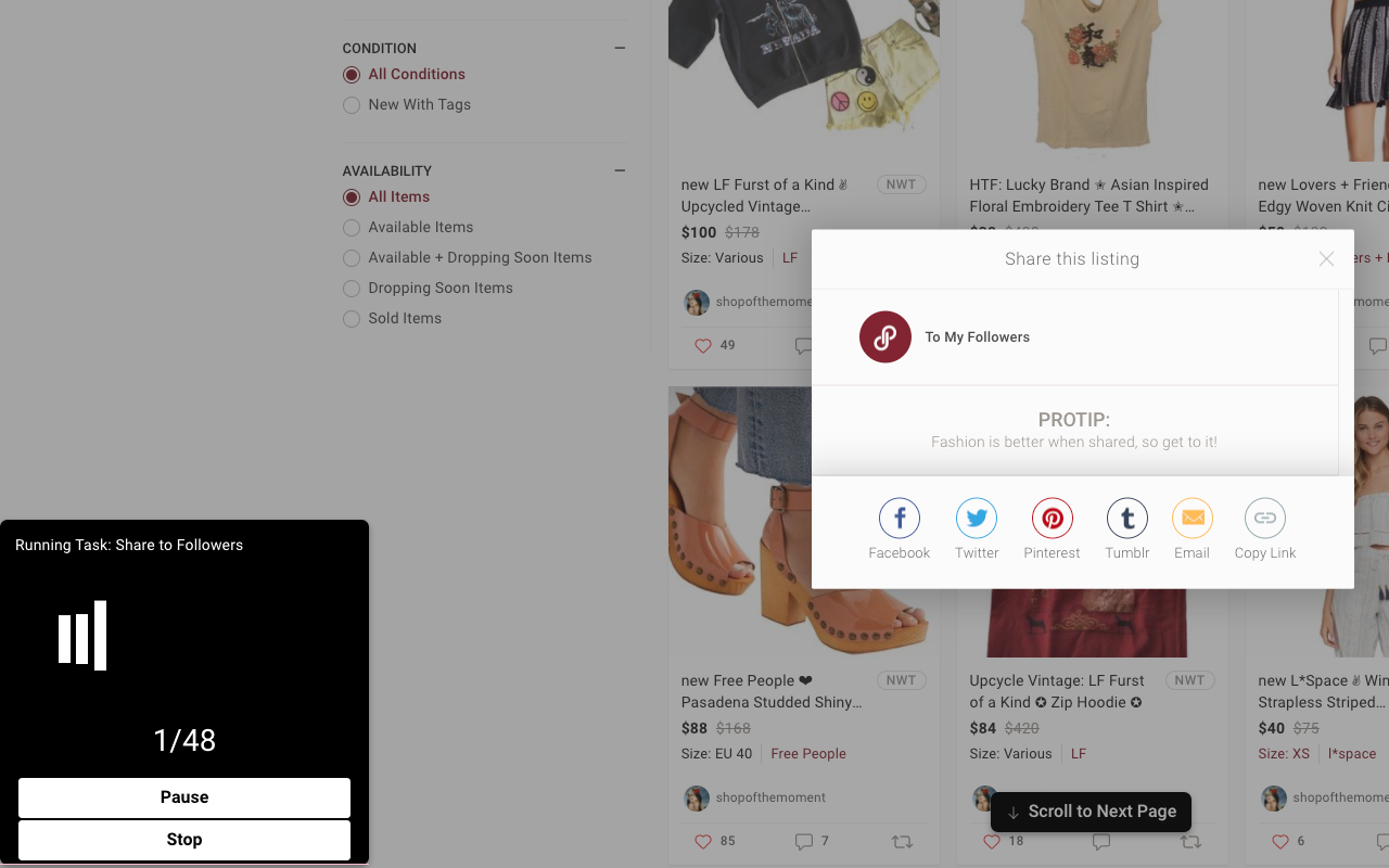 Poshmark Bot - Share & Grow - SellerAider chrome谷歌浏览器插件_扩展第4张截图