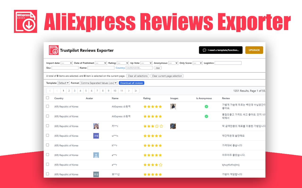 Export reviews from aliexpress chrome谷歌浏览器插件_扩展第1张截图
