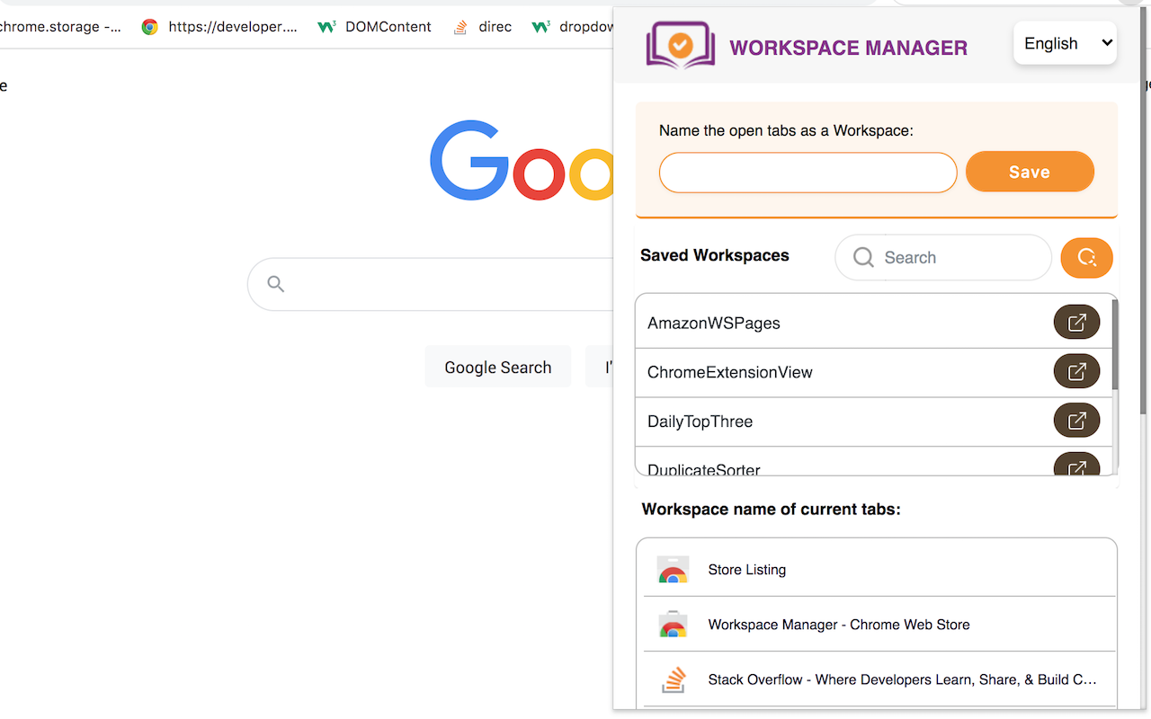 Workspace Manager chrome谷歌浏览器插件_扩展第1张截图