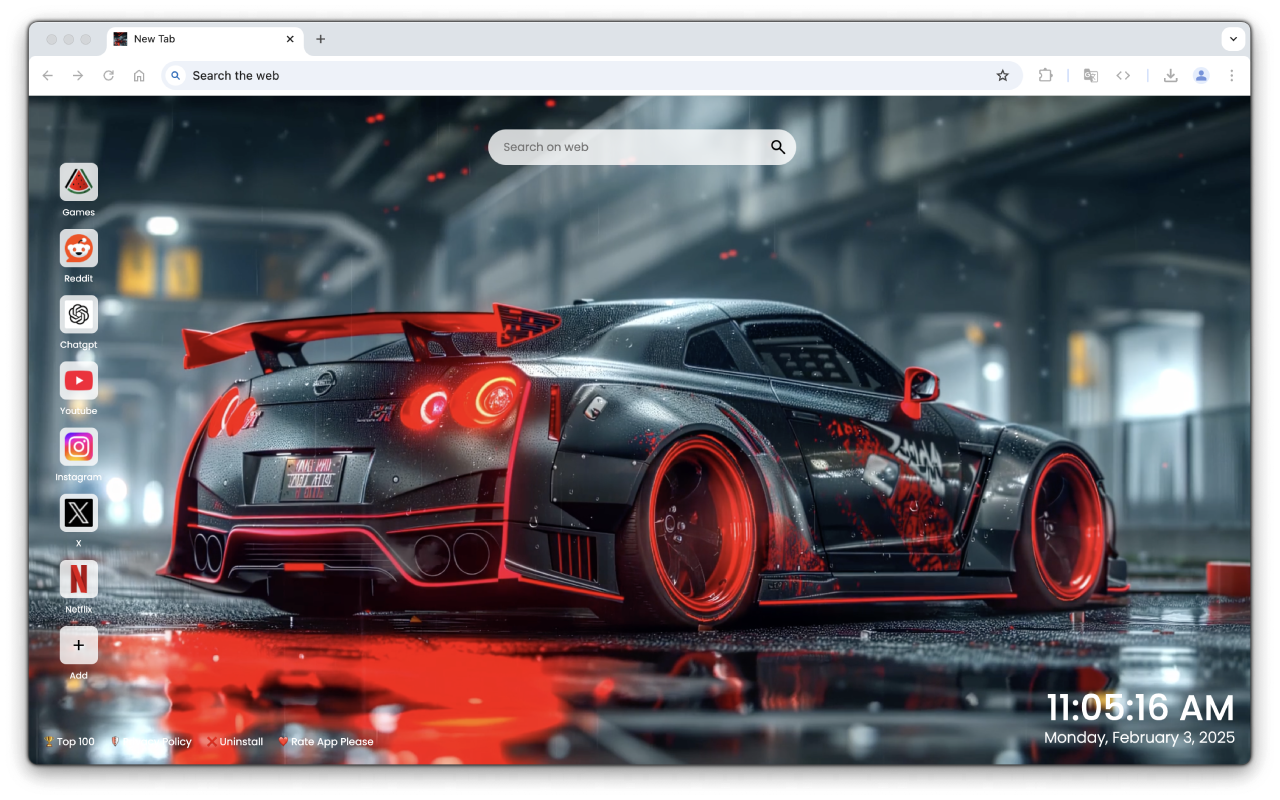 Nissan GTR Live Wallpaer New Tab chrome谷歌浏览器插件_扩展第2张截图