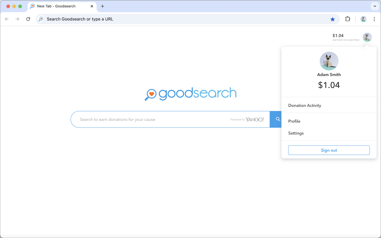 Goodsearch - Search & earn money for charity chrome谷歌浏览器插件_扩展第2张截图
