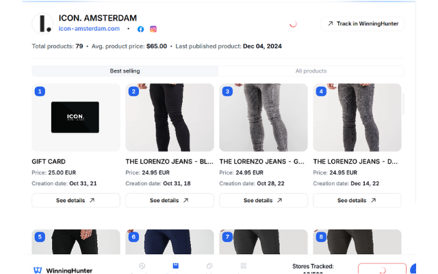 Winning Hunter - Shopify analytics Sales tracker & Adspy chrome谷歌浏览器插件_扩展第4张截图