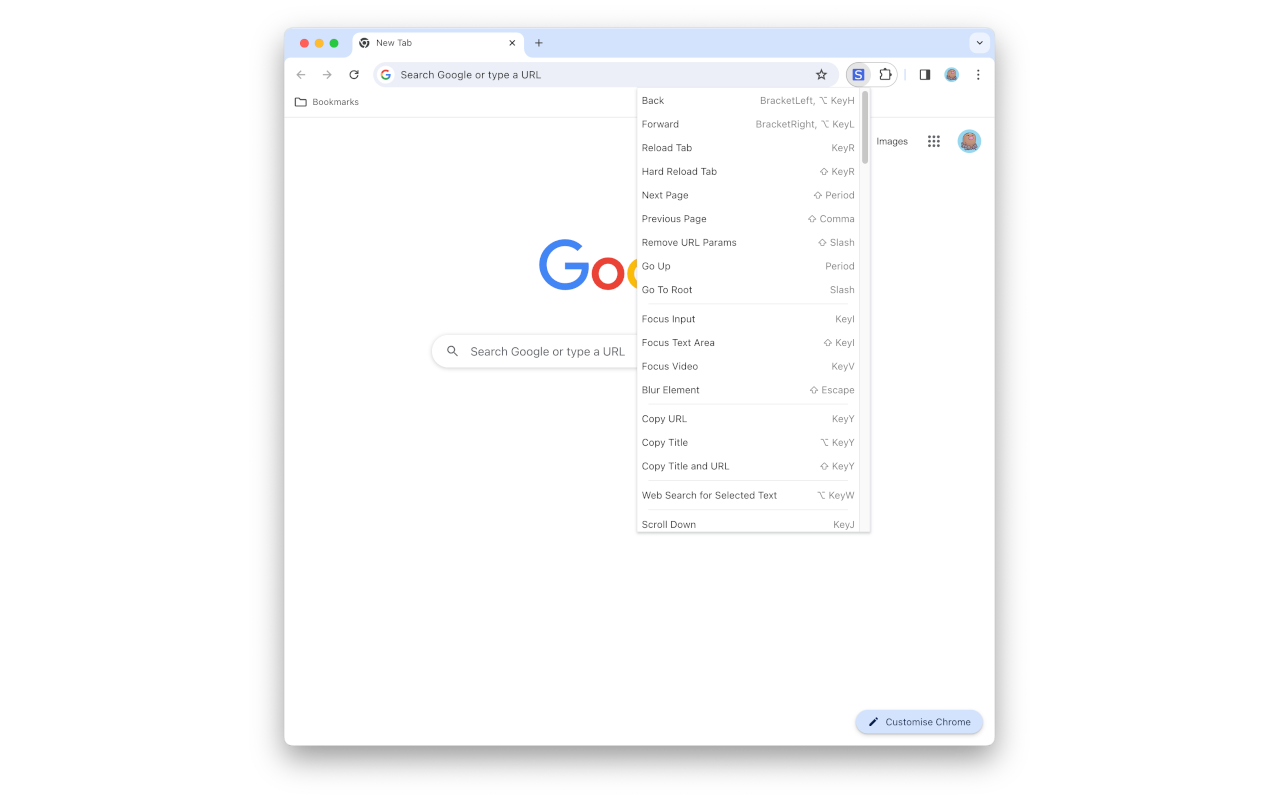 Shortcuts chrome谷歌浏览器插件_扩展第1张截图