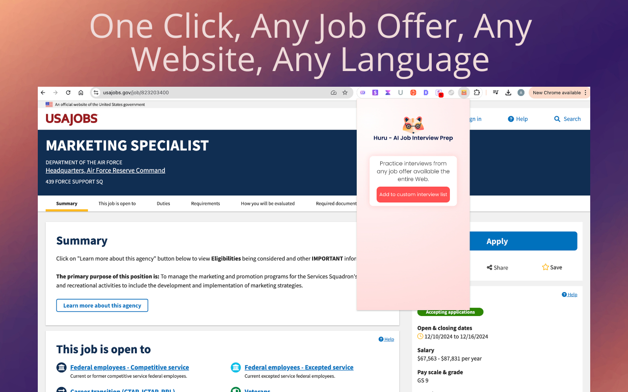 Huru - AI Job Interview Prep chrome谷歌浏览器插件_扩展第2张截图