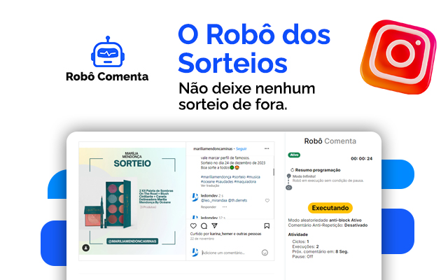 Robo de Sorteios - Ganhar Sorteios Instagram chrome谷歌浏览器插件_扩展第1张截图