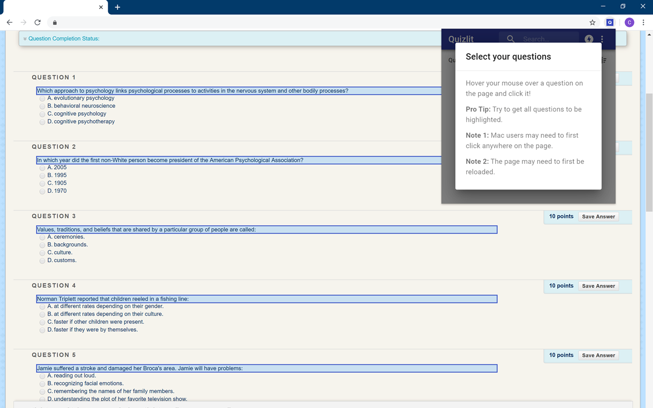Quizwiz - Ace Your HW & Exams, Now With AI chrome谷歌浏览器插件_扩展第2张截图