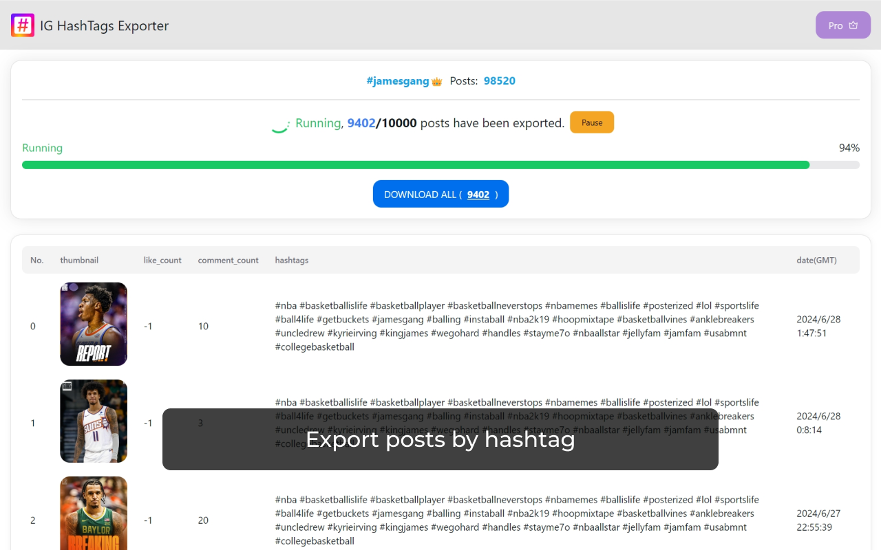 IG HashTags 导出工具 chrome谷歌浏览器插件_扩展第1张截图