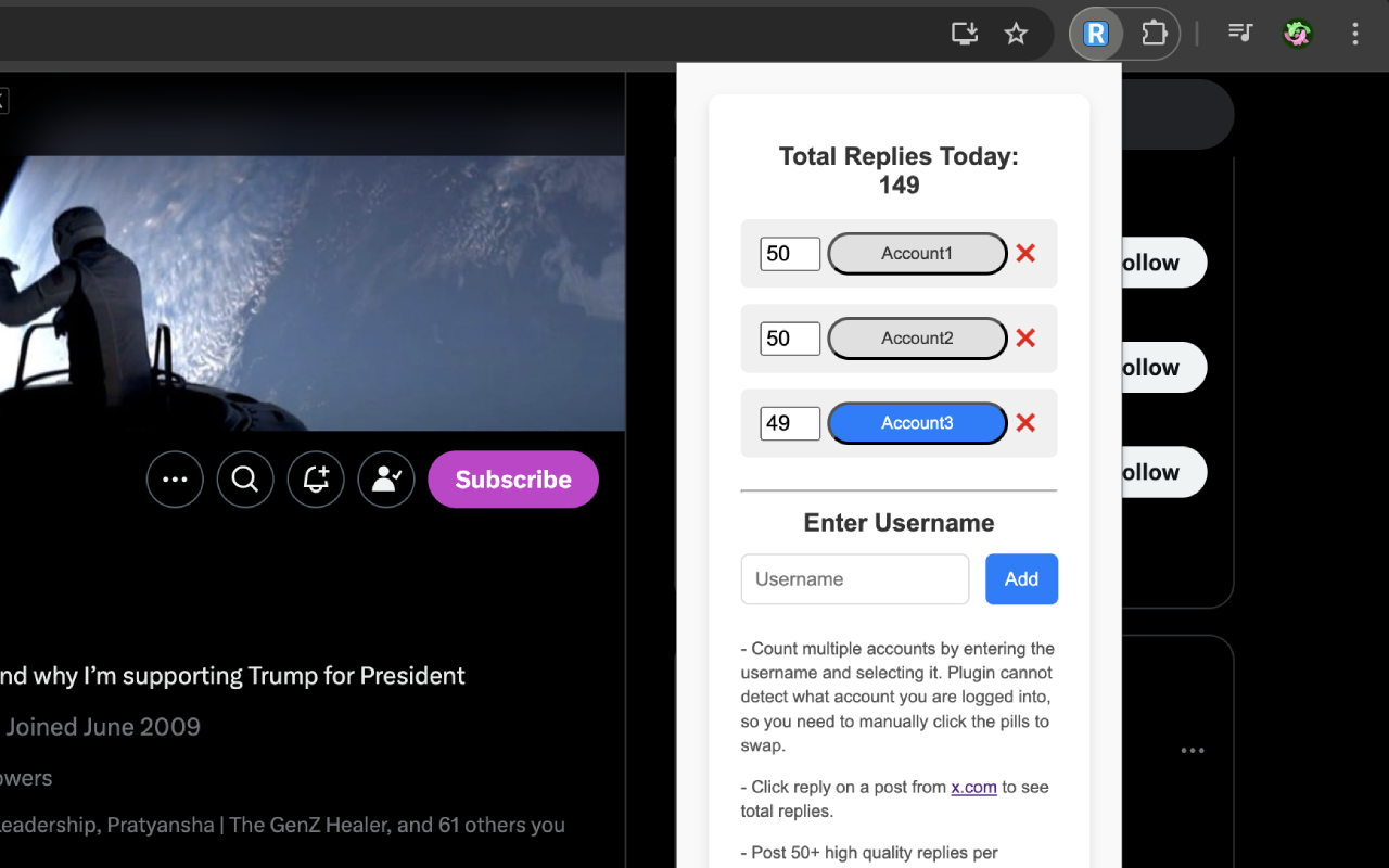 X Reply Counter chrome谷歌浏览器插件_扩展第2张截图