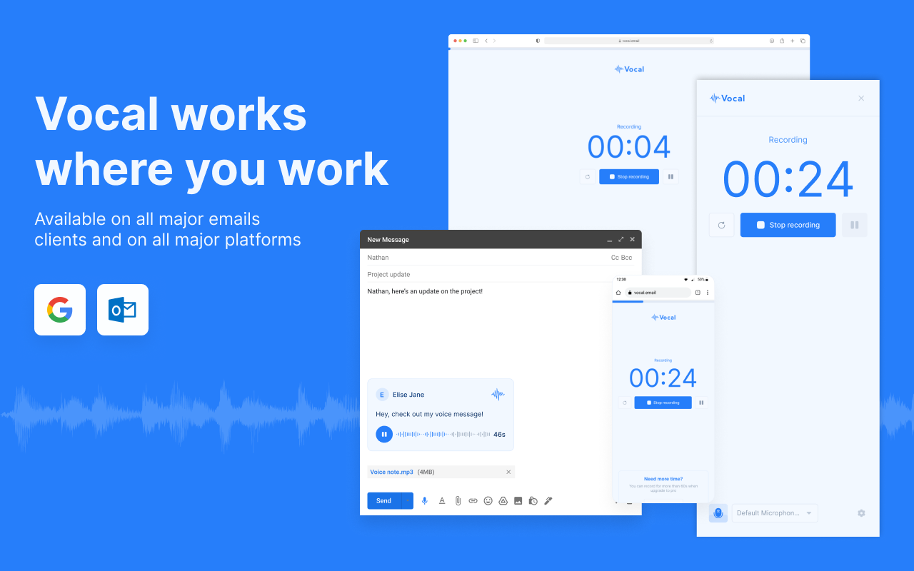 Vocal: Send voice notes in Gmail chrome谷歌浏览器插件_扩展第1张截图