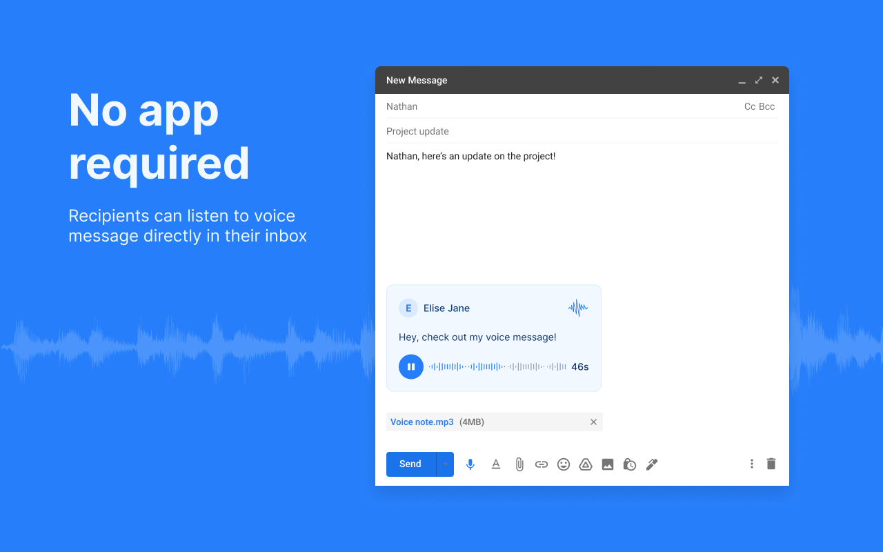 Vocal: Send voice notes in Gmail chrome谷歌浏览器插件_扩展第3张截图