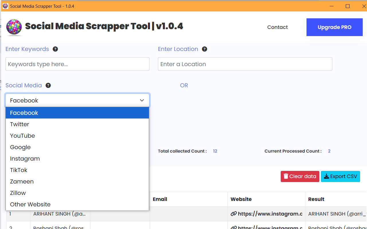 Social Media Scrapper Tool chrome谷歌浏览器插件_扩展第4张截图