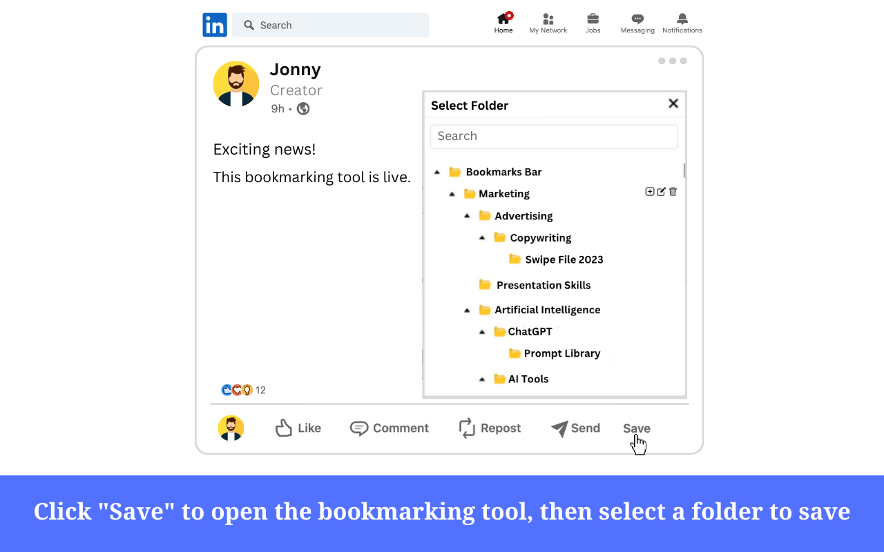 Saved Post - Bookmark and Save Button for LinkedIn chrome谷歌浏览器插件_扩展第1张截图