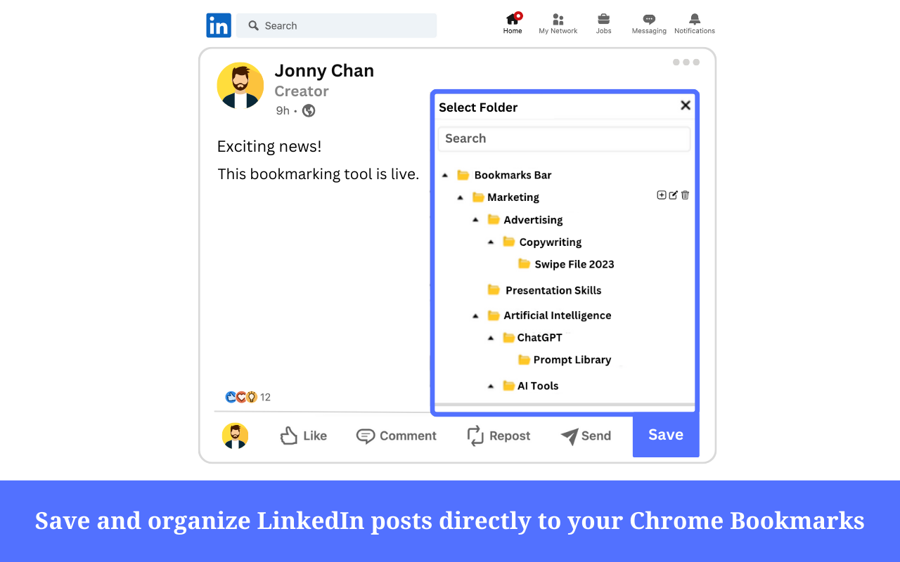 Saved Post - Bookmark and Save Button for LinkedIn chrome谷歌浏览器插件_扩展第4张截图