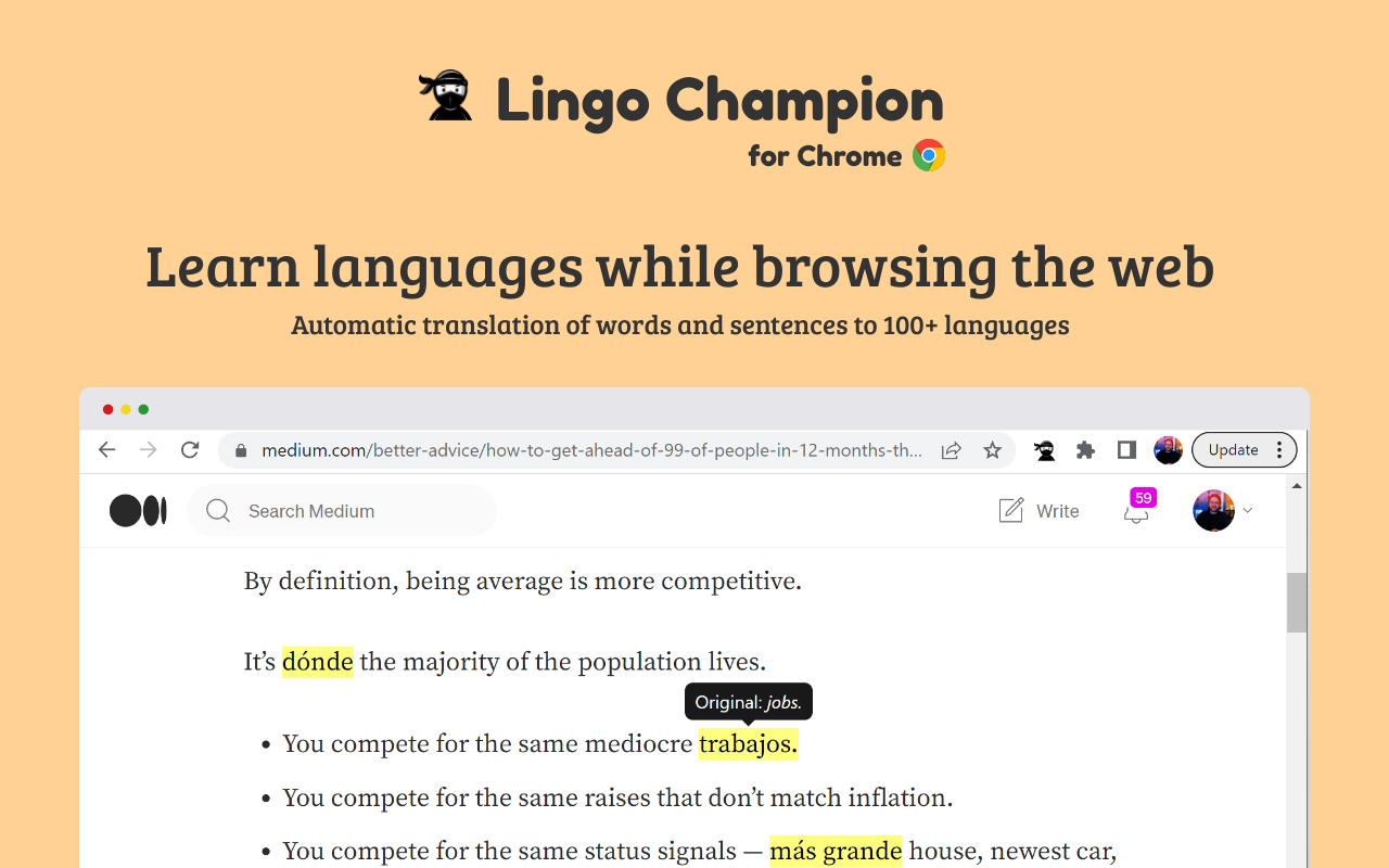 Lingo Champion chrome谷歌浏览器插件_扩展第1张截图