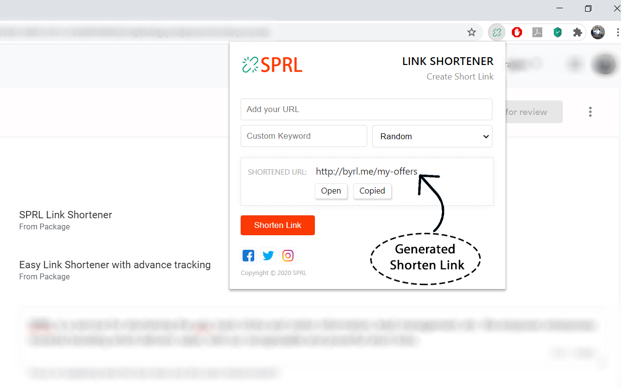 SPRL Link Shortener chrome谷歌浏览器插件_扩展第3张截图