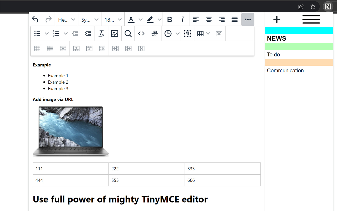 Notes Tabs Popup TinyMCE chrome谷歌浏览器插件_扩展第2张截图