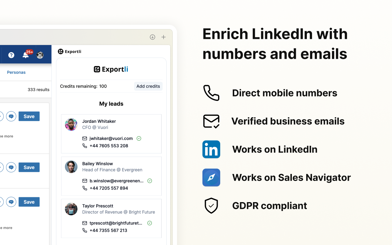 Exportli - LinkedIn Phone & Email Finder chrome谷歌浏览器插件_扩展第3张截图