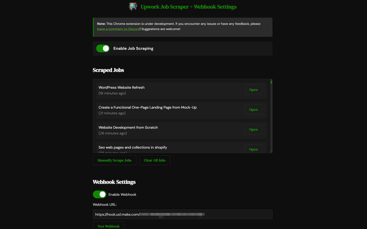 Upwork Job Scraper + Webhook chrome谷歌浏览器插件_扩展第2张截图