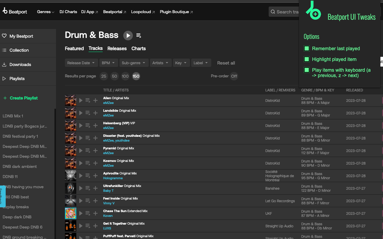 Beatport UI Tweaks chrome谷歌浏览器插件_扩展第2张截图