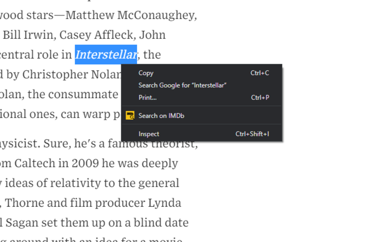 IMDb Search with Right-Click (Context menu) chrome谷歌浏览器插件_扩展第2张截图