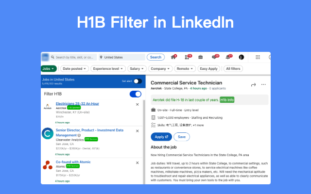 H1B 赞助商检查器,求职 - LinkedRadar chrome谷歌浏览器插件_扩展第5张截图