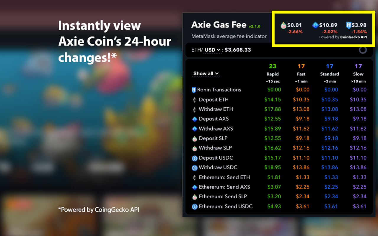Axie Gas Fee chrome谷歌浏览器插件_扩展第3张截图