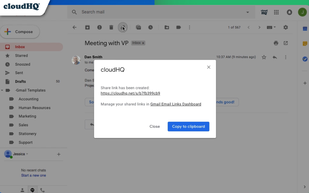 Share emails via secure URL link by cloudHQ chrome谷歌浏览器插件_扩展第1张截图