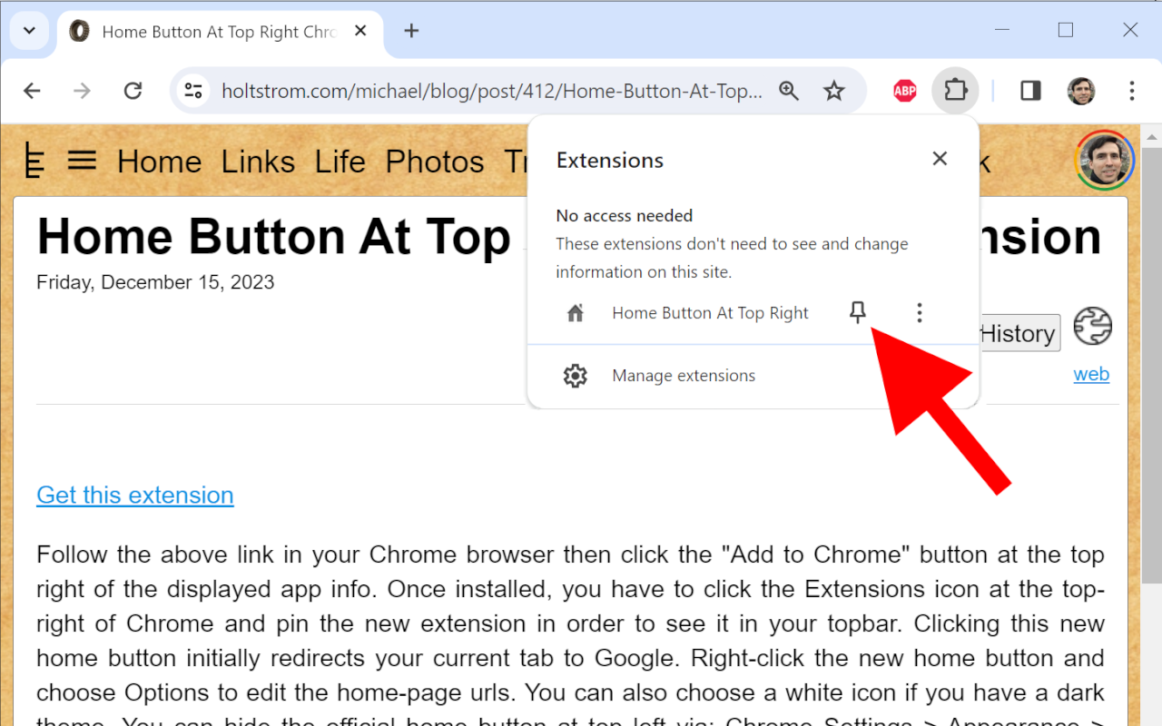 Home Button At Top Right chrome谷歌浏览器插件_扩展第1张截图