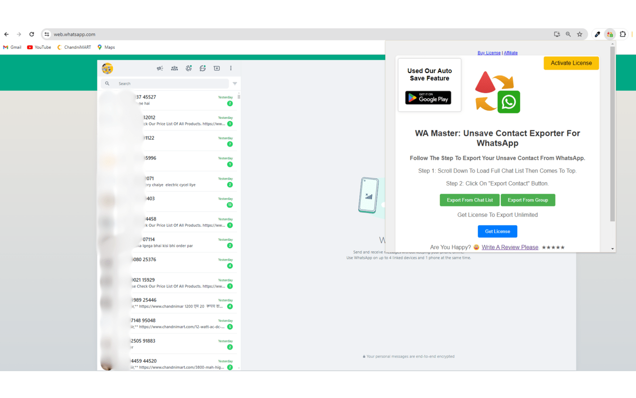 WA Master: Unsave Contact Exporter For WhatsApp Chats & Groups chrome谷歌浏览器插件_扩展第1张截图