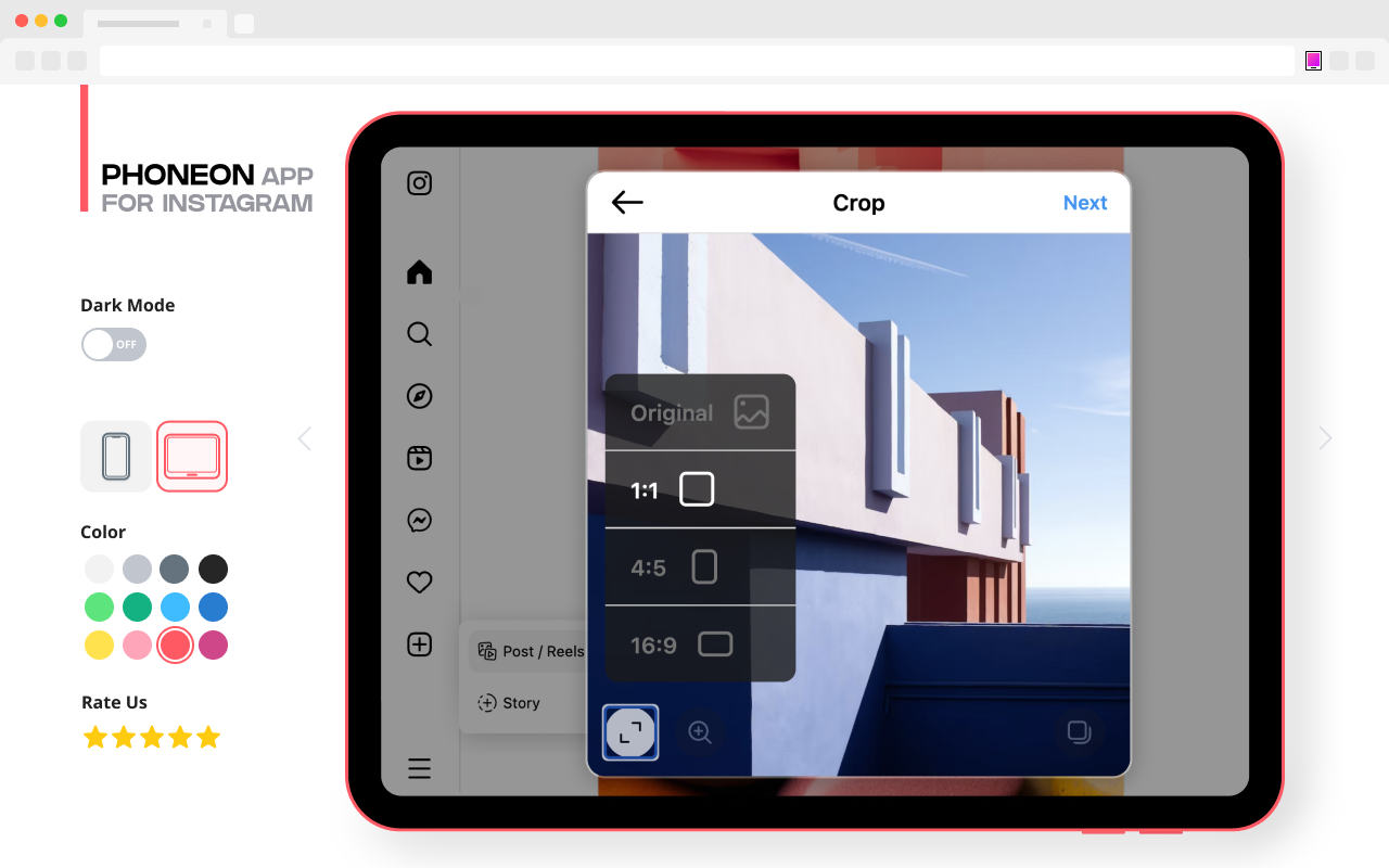 Phoneon. App for Instagram chrome谷歌浏览器插件_扩展第4张截图