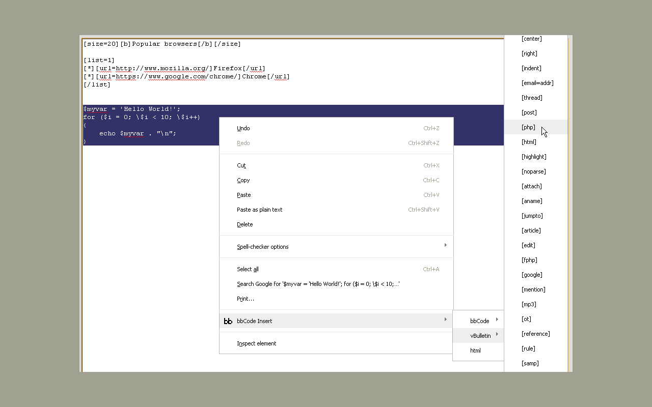 bbCodeInsert chrome谷歌浏览器插件_扩展第1张截图