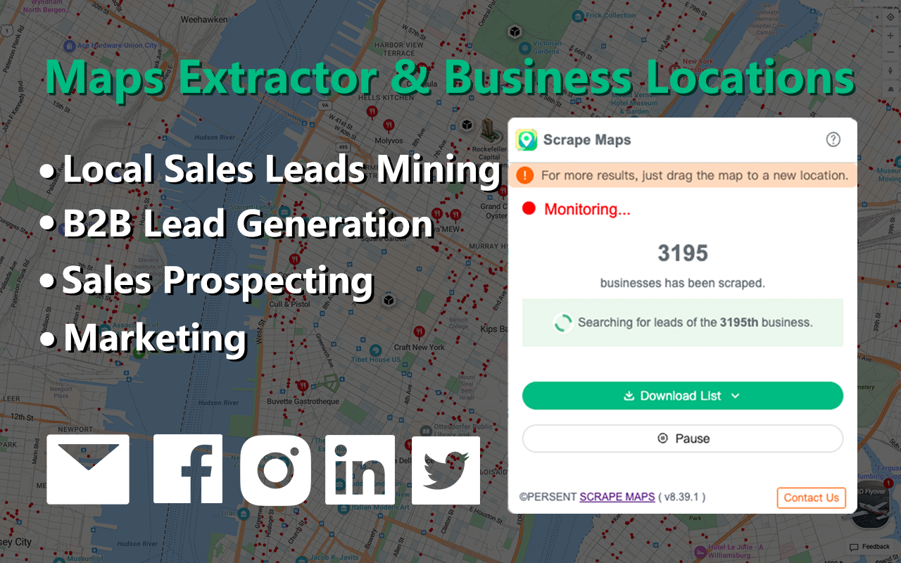 地图爬取器 & 商业邮件查找器 | map-scraper.com chrome谷歌浏览器插件_扩展第2张截图