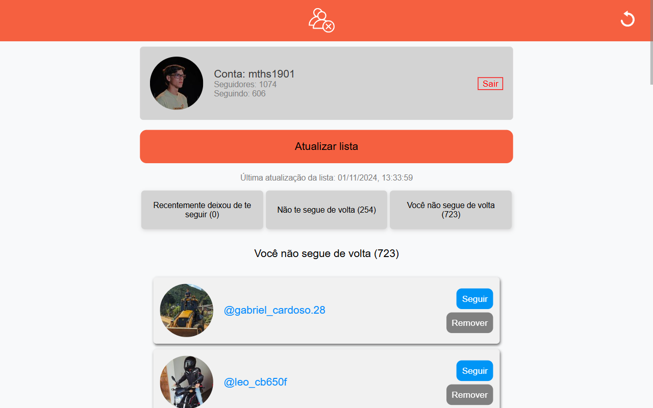 Seguidores e Não seguidores chrome谷歌浏览器插件_扩展第1张截图