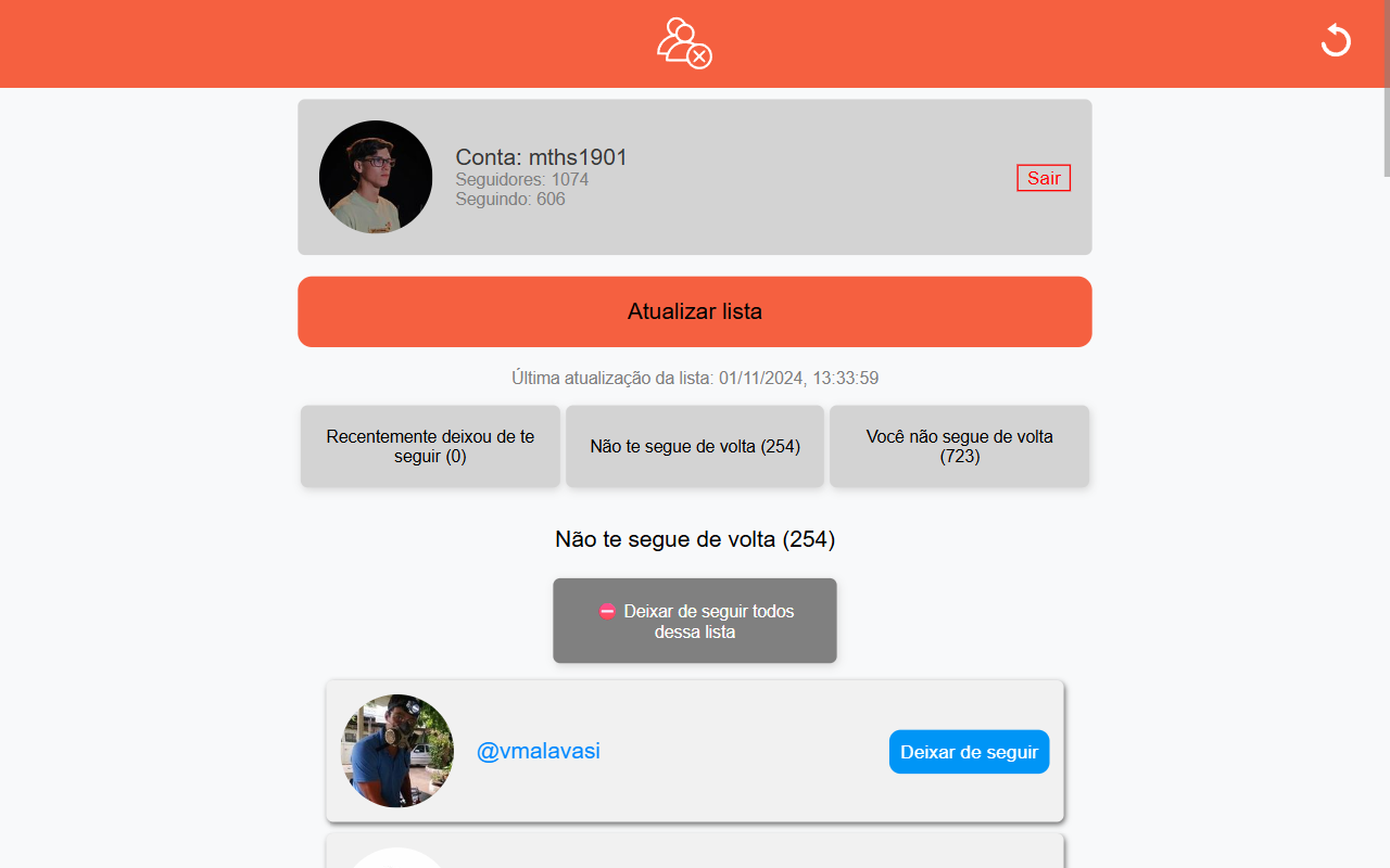 Seguidores e Não seguidores chrome谷歌浏览器插件_扩展第3张截图