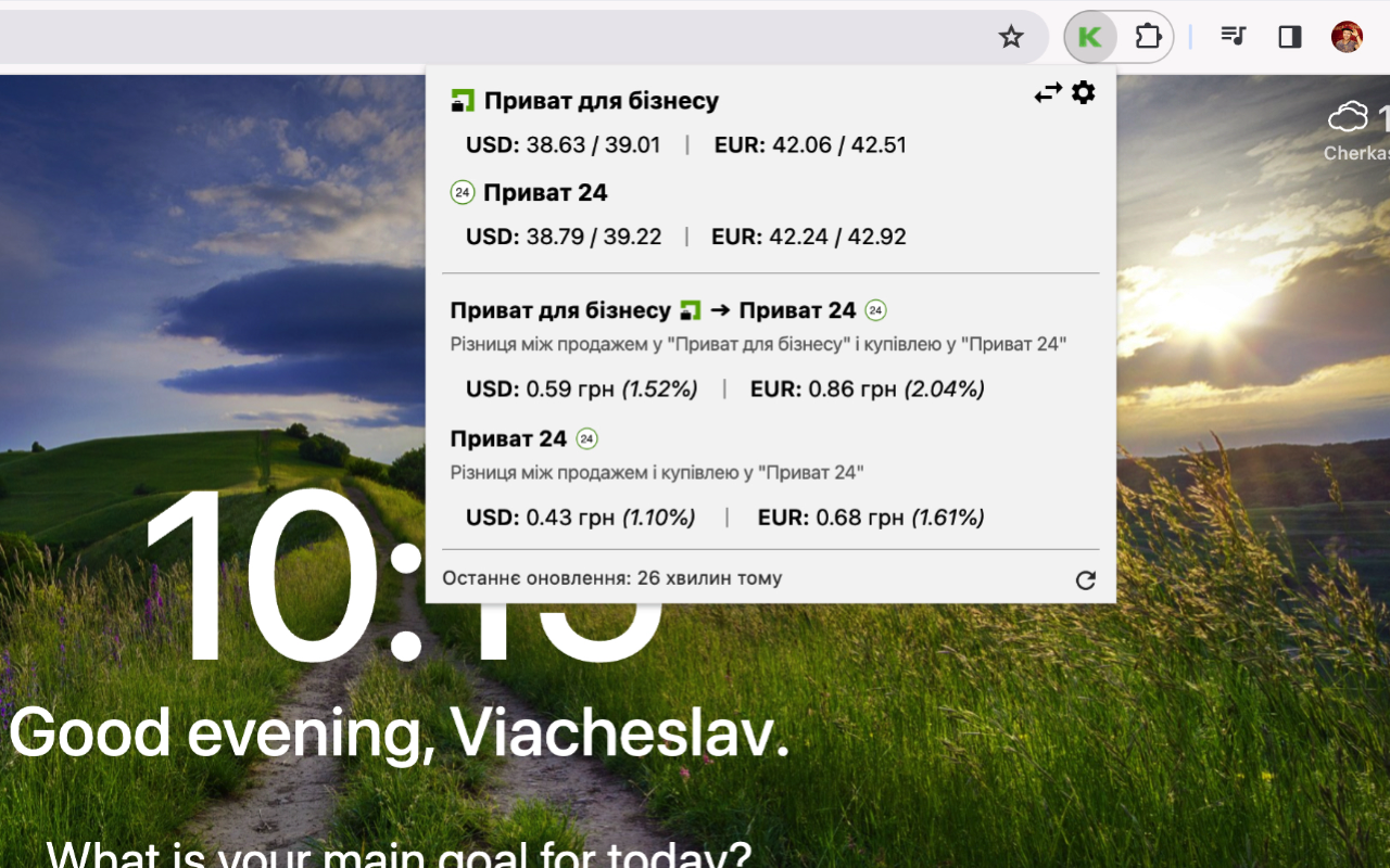 Курс валют ФОП (ПриватБанк) chrome谷歌浏览器插件_扩展第3张截图