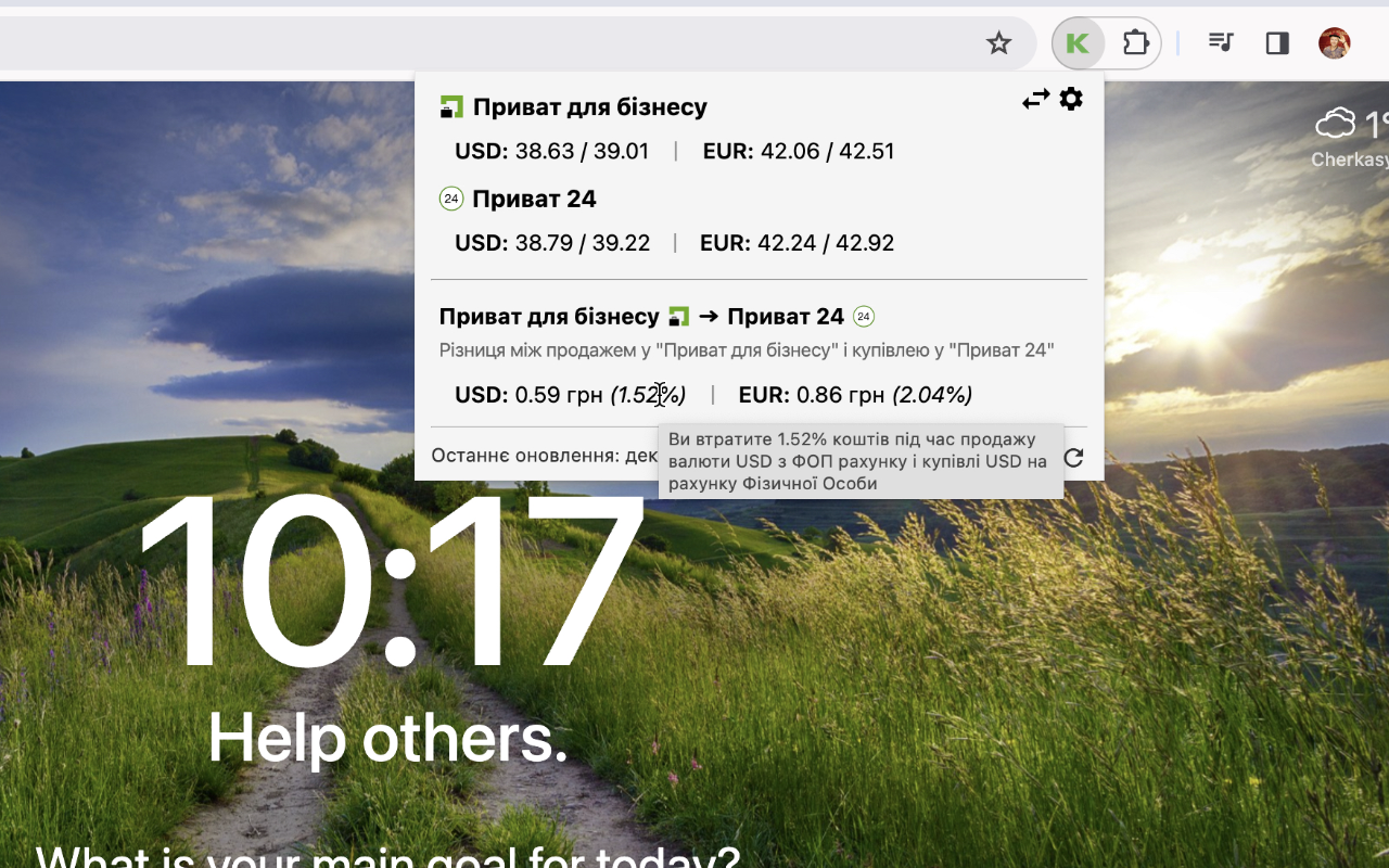 Курс валют ФОП (ПриватБанк) chrome谷歌浏览器插件_扩展第4张截图