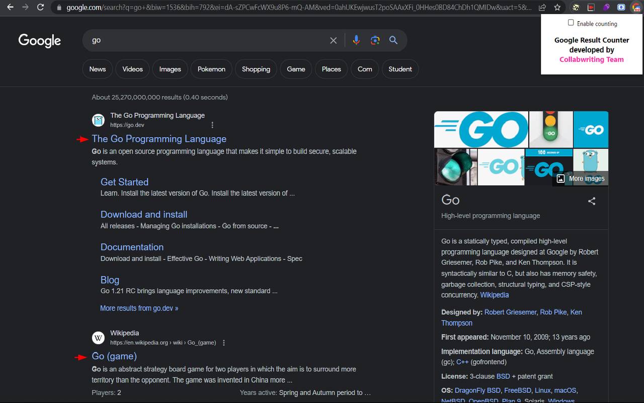 Google Result Counter chrome谷歌浏览器插件_扩展第2张截图