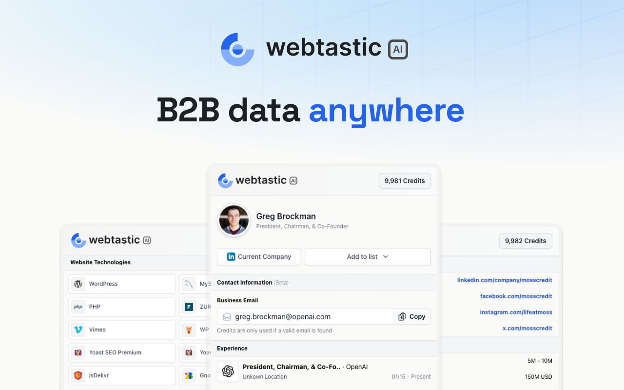 Webtastic AI: B2B data anywhere chrome谷歌浏览器插件_扩展第1张截图