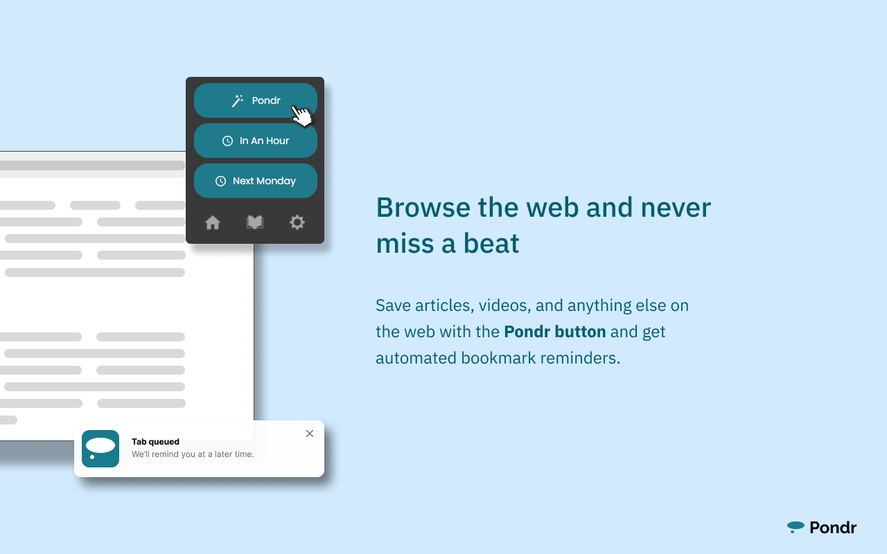 Pondr: Tab Manager & Bookmark Reminder chrome谷歌浏览器插件_扩展第1张截图