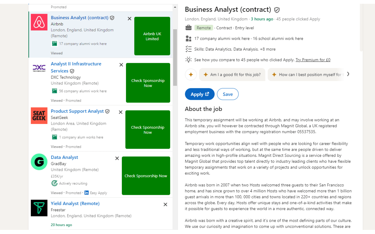 UK Visa Sponsorship Checker: Use AI to find a visa sponsored job chrome谷歌浏览器插件_扩展第4张截图