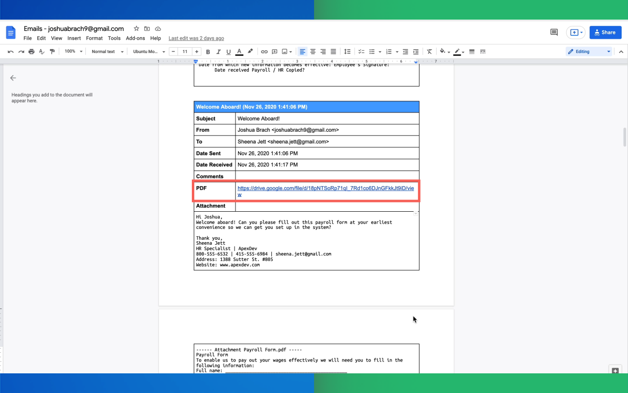 Export Emails to Docs chrome谷歌浏览器插件_扩展第1张截图