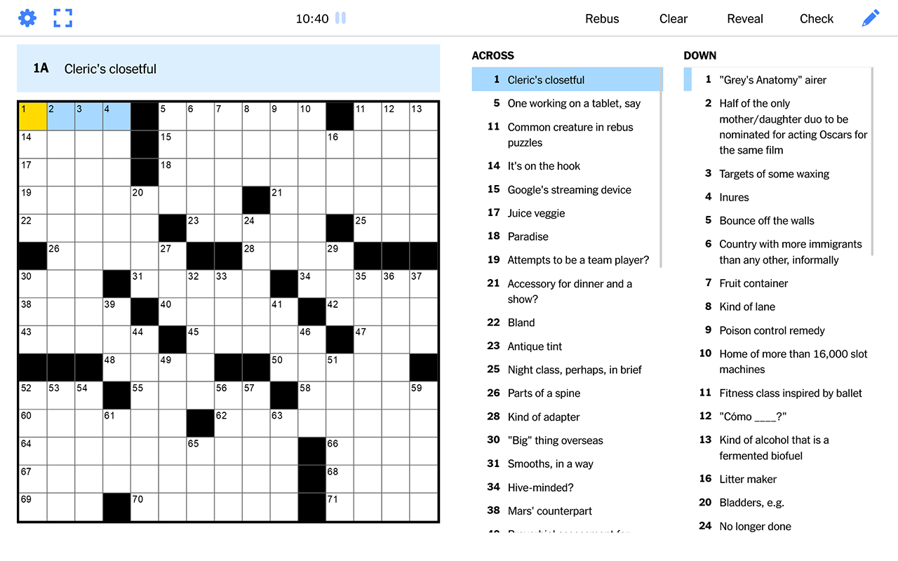 NYT Crossword Fullscreen chrome谷歌浏览器插件_扩展第1张截图