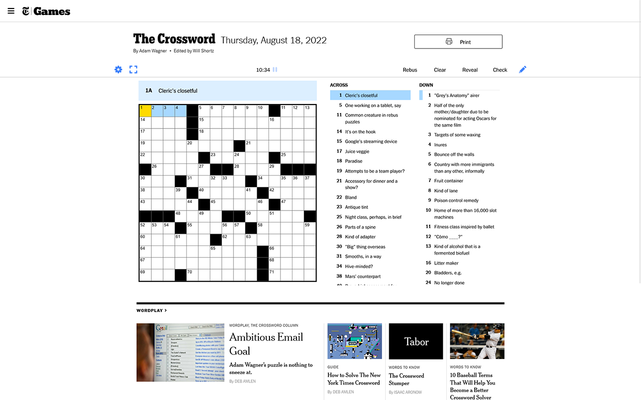 NYT Crossword Fullscreen chrome谷歌浏览器插件_扩展第2张截图